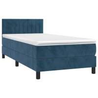 vidaXL Boxspringbett mit Matratze Dunkelblau 90x190 cm Samt