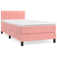 vidaXL Boxspringbett mit Matratze Rosa 90x190 cm Samt