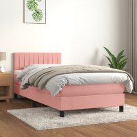 vidaXL Boxspringbett mit Matratze Rosa 90x190 cm Samt