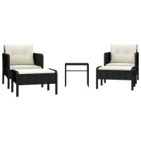 vidaXL 5-tlg. Garten-Lounge-Set mit Kissen Schwarz Poly...