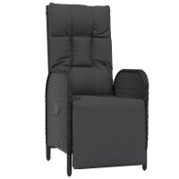 vidaXL 3-tlg. Garten-Lounge-Set mit Kissen Schwarz Poly Rattan