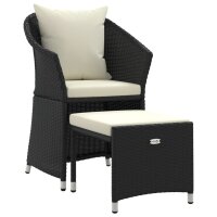 vidaXL 2-tlg. Garten-Lounge-Set mit Kissen Schwarz Poly Rattan