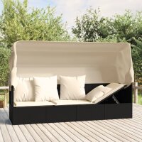 vidaXL Outdoor-Loungebett mit Dach und Kissen Schwarz...