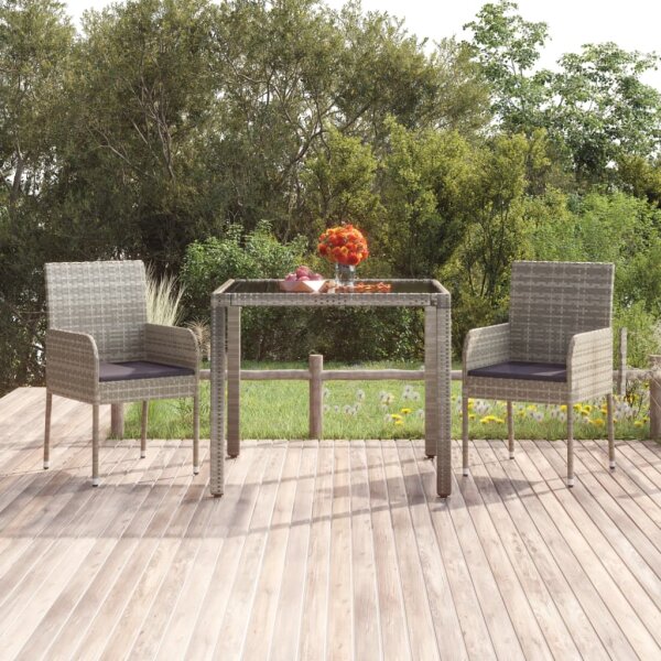 vidaXL Gartenst&uuml;hle mit Kissen 2 Stk. Poly Rattan Grau