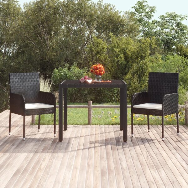 vidaXL Gartenst&uuml;hle mit Kissen 2 Stk. Poly Rattan Schwarz