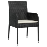 vidaXL Gartenst&uuml;hle mit Kissen 2 Stk. Poly Rattan Schwarz