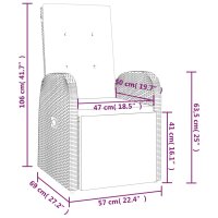 vidaXL Garten-Liegest&uuml;hle mit Kissen 2 Stk. Grau Poly Rattan