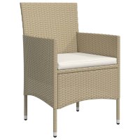 vidaXL 5-tlg. Garten-Essgruppe mit Kissen Beige und Schwarz