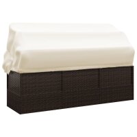 vidaXL Outdoor-Loungebett mit Dach und Kissen Braun Poly Rattan