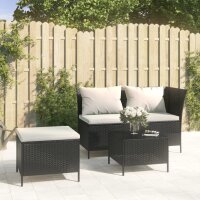 vidaXL 3-tlg. Garten-Lounge-Set mit Kissen Schwarz Poly...