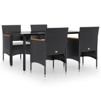 vidaXL 5-tlg. Garten-Essgruppe mit Kissen Schwarz