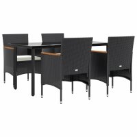 vidaXL 5-tlg. Garten-Essgruppe mit Kissen Schwarz
