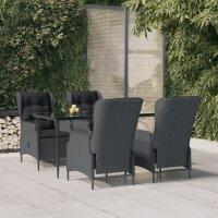 vidaXL 5-tlg. Garten-Essgruppe Dunkelgrau Poly Rattan