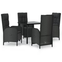 vidaXL 5-tlg. Garten-Essgruppe mit Kissen Schwarz Poly...