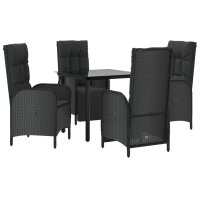 vidaXL 5-tlg. Garten-Essgruppe mit Kissen Schwarz Poly...