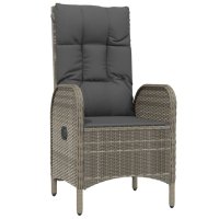 vidaXL 9-tlg. Garten-Essgruppe mit Kissen Schwarz und Grau Poly Rattan