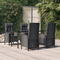vidaXL 5-tlg. Garten-Essgruppe mit Kissen Schwarz Poly...