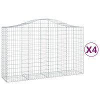 vidaXL Gabionen mit Hochbogen 4 Stk. 200x50x120/140cm Verzinktes Eisen