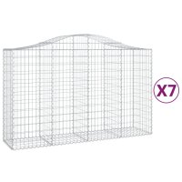 vidaXL Gabionen mit Hochbogen 7 Stk. 200x50x120/140cm Verzinktes Eisen