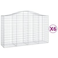 vidaXL Gabionen mit Hochbogen 6 Stk. 200x50x120/140cm Verzinktes Eisen