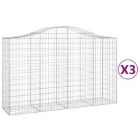 vidaXL Gabionen mit Hochbogen 3 Stk. 200x50x120/140cm Verzinktes Eisen