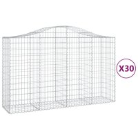 vidaXL Gabionen mit Hochbogen 30Stk. 200x50x120/140cm Verzinktes Eisen