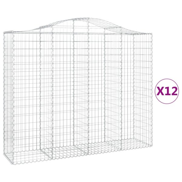 vidaXL Gabionen mit Hochbogen 12Stk. 200x50x160/180cm Verzinktes Eisen