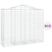 vidaXL Gabionen mit Hochbogen 15Stk. 200x50x160/180cm Verzinktes Eisen