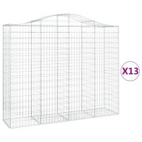 vidaXL Gabionen mit Hochbogen 13Stk. 200x50x160/180cm Verzinktes Eisen