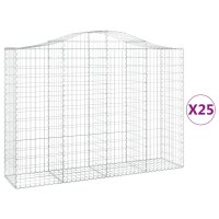 vidaXL Gabionen mit Hochbogen 25Stk. 200x50x140/160cm Verzinktes Eisen