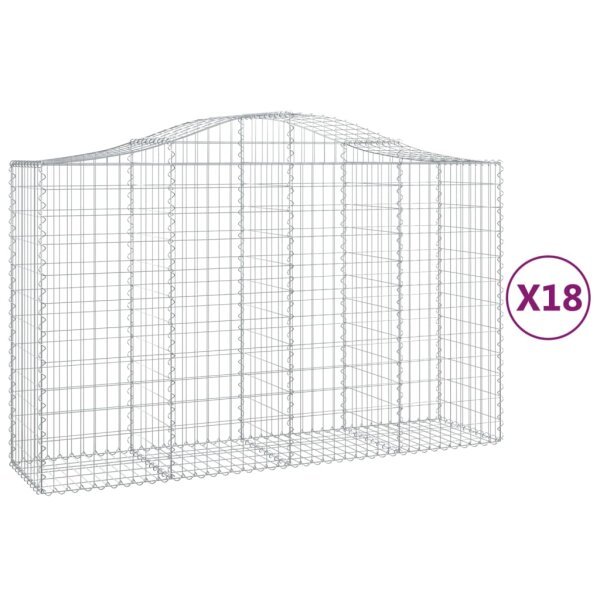 vidaXL Gabionen mit Hochbogen 18Stk. 200x50x120/140cm Verzinktes Eisen