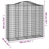 vidaXL Gabionen mit Hochbogen 2 Stk. 200x50x180/200cm Verzinktes Eisen