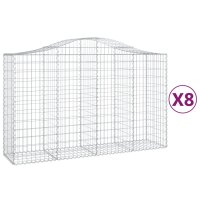 vidaXL Gabionen mit Hochbogen 8 Stk. 200x50x120/140cm...