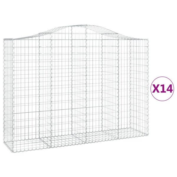 vidaXL Gabionen mit Hochbogen 14Stk. 200x50x140/160cm Verzinktes Eisen