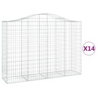 vidaXL Gabionen mit Hochbogen 14Stk. 200x50x140/160cm...