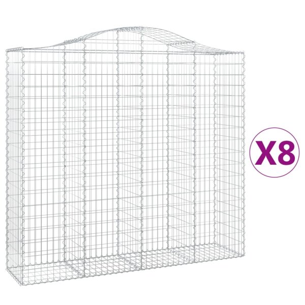 vidaXL Gabionen mit Hochbogen 8 Stk. 200x50x180/200cm Verzinktes Eisen