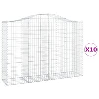 vidaXL Gabionen mit Hochbogen 10Stk. 200x50x140/160cm...