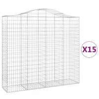 vidaXL Gabionen mit Hochbogen 15Stk. 200x50x180/200cm Verzinktes Eisen