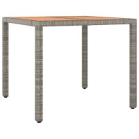 vidaXL Gartentisch mit Holzplatte Grau Poly Rattan &amp; Massivholz Akazie