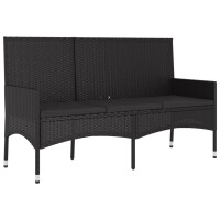 vidaXL 4-tlg. Garten-Lounge-Set mit Kissen Schwarz Poly Rattan