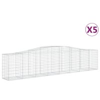 vidaXL Gabionen mit Hochbogen 5 Stk. 400x50x80/100cm Verzinktes Eisen