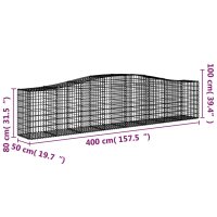 vidaXL Gabionen mit Hochbogen 5 Stk. 400x50x80/100cm Verzinktes Eisen