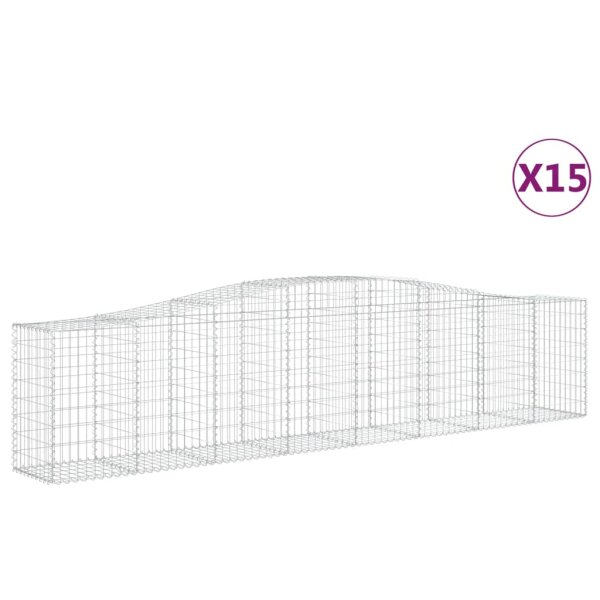 vidaXL Gabionen mit Hochbogen 15 Stk. 400x50x80/100cm Verzinktes Eisen