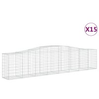 vidaXL Gabionen mit Hochbogen 15 Stk. 400x50x80/100cm...