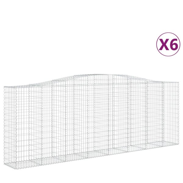 vidaXL Gabionen mit Hochbogen 6 Stk. 400x50x140/160cm Verzinktes Eisen