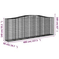 vidaXL Gabionen mit Hochbogen 6 Stk. 400x50x140/160cm Verzinktes Eisen