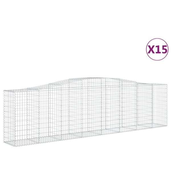 vidaXL Gabionen mit Hochbogen 15 Stk 400x50x100/120cm Verzinktes Eisen