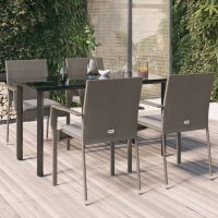 vidaXL 5-tlg. Garten-Essgruppe mit Kissen Schwarz und...