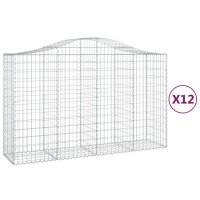 vidaXL Gabionen mit Hochbogen 12Stk. 200x50x120/140cm...