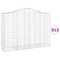 vidaXL Gabionen mit Hochbogen 13Stk. 200x50x140/160cm Verzinktes Eisen